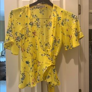 Loft yellow wrap with tie front